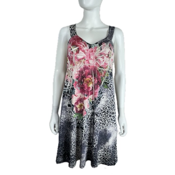 Kiara Sleeveless V-Neck Leopard Print & Floral Dress - Picture 1 of 6